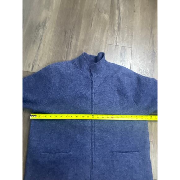 Eileen Fisher Women’s 100% Wool Zip Jacket Coat Blue Size L Large Minimalist - Picture 6 of 9